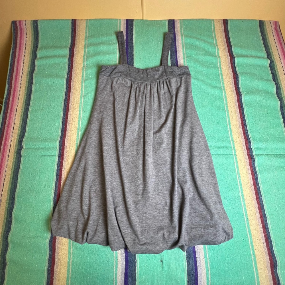 Bubble Hem Dress Womens Medium Gray Sleeveless Heathered Knit Mini